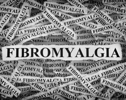 paper strips with the word fibromyalgia